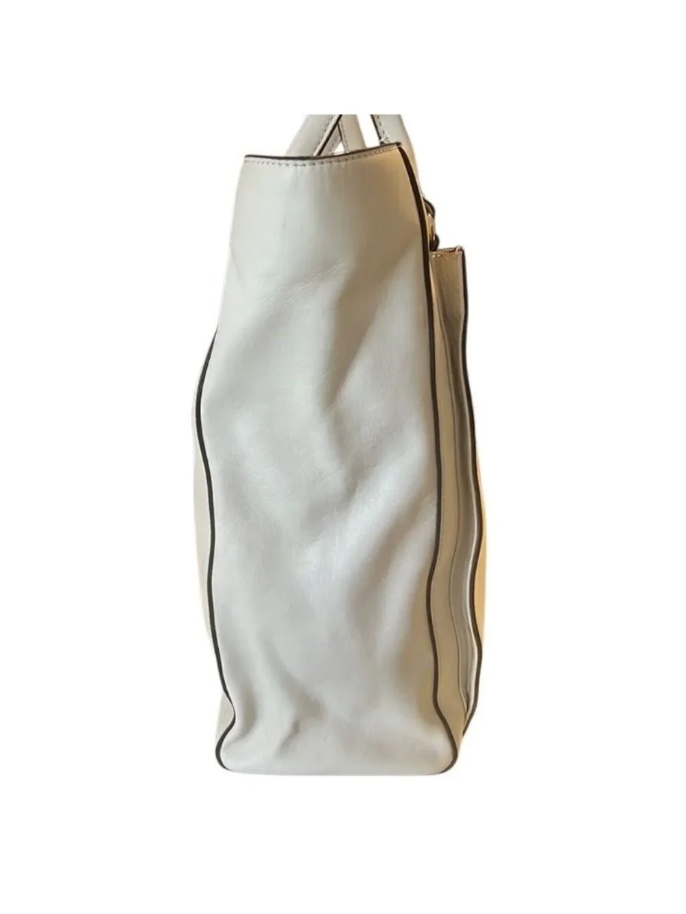 Kate Spade Ivory Leather Gold Hardware Large Tote Bag